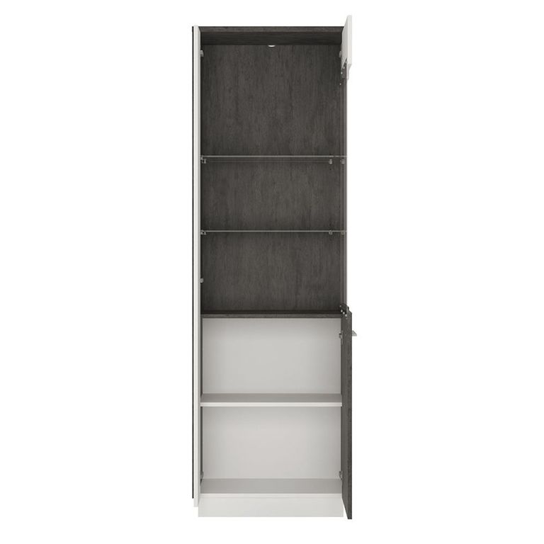 Zingaro Display Cabinet - Tall - RHF - Glazed - Grey and White