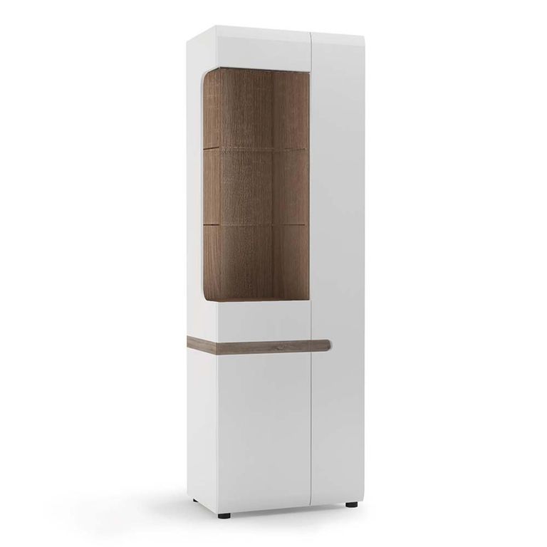 Chelsea Display Cabinet - Tall - RHD - White Gloss