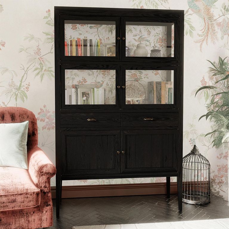 Elmhurst Display Cabinet - 6 Door 2 Drawers - Black