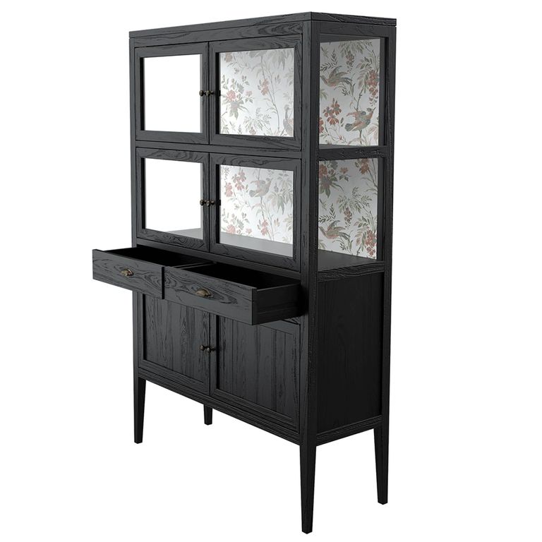 Elmhurst Display Cabinet - 6 Door 2 Drawers - Black