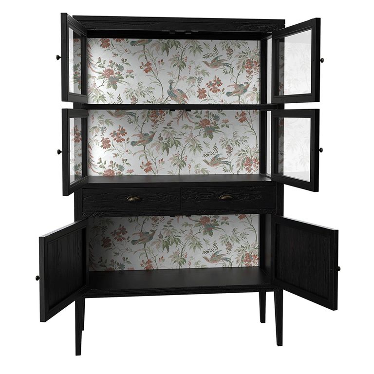 Elmhurst Display Cabinet - 6 Door 2 Drawers - Black