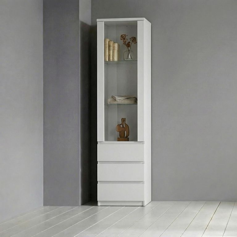 Fribo Display Cabinet - 1 Door - Narrow - Glazed - White