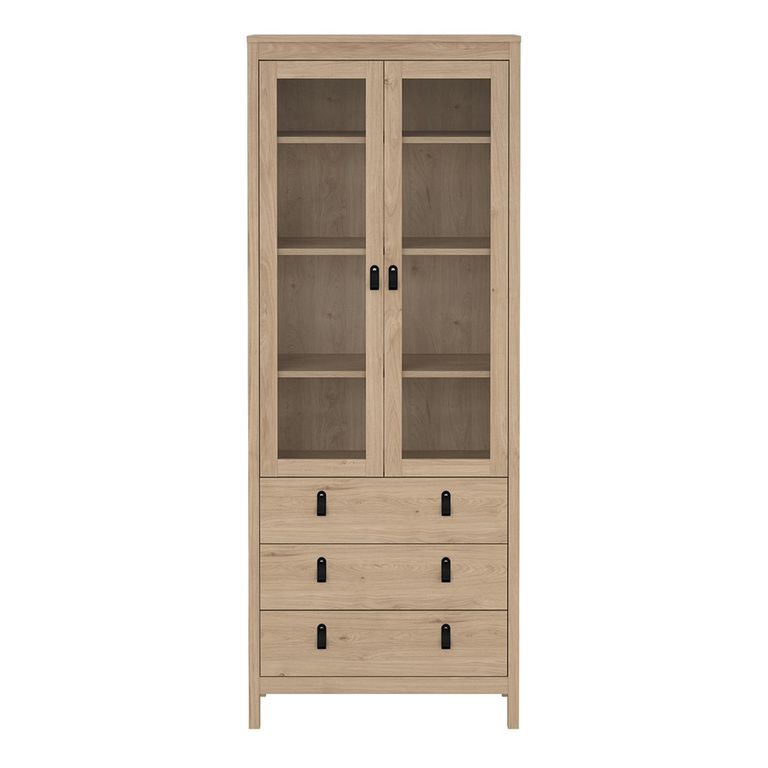 Barcelona Display Cabinet - 3 Drawer - Jackson Hickory Oak