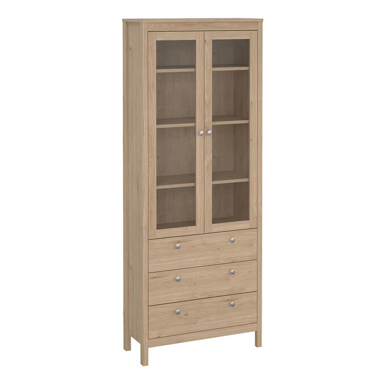 Madrid Display Cabinet - 3 Drawer - Jackson Hickory Oak
