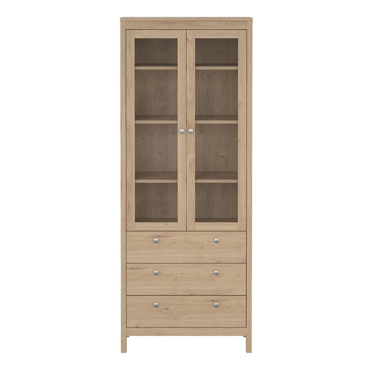 Madrid Display Cabinet - 3 Drawer - Jackson Hickory Oak