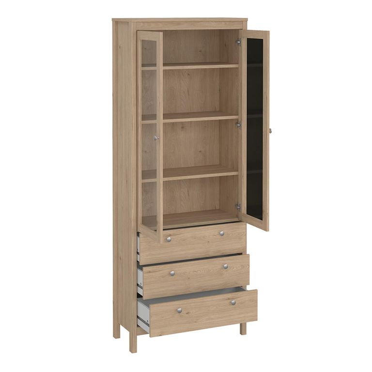 Madrid Display Cabinet - 3 Drawer - Jackson Hickory Oak