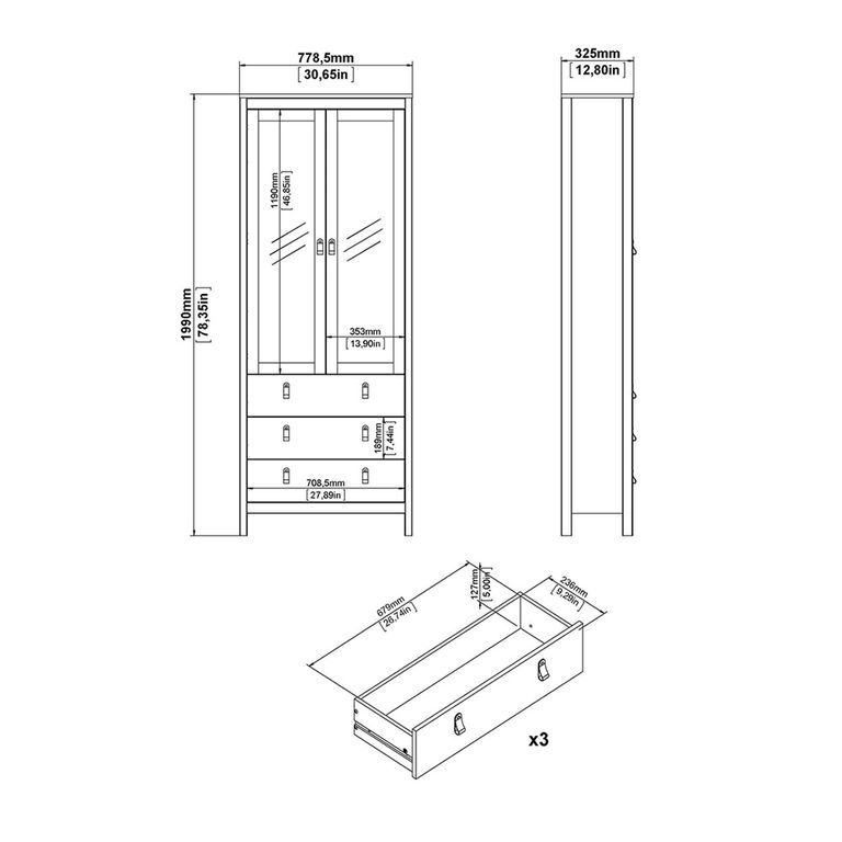 Madrid Display Cabinet - 2 Door - White