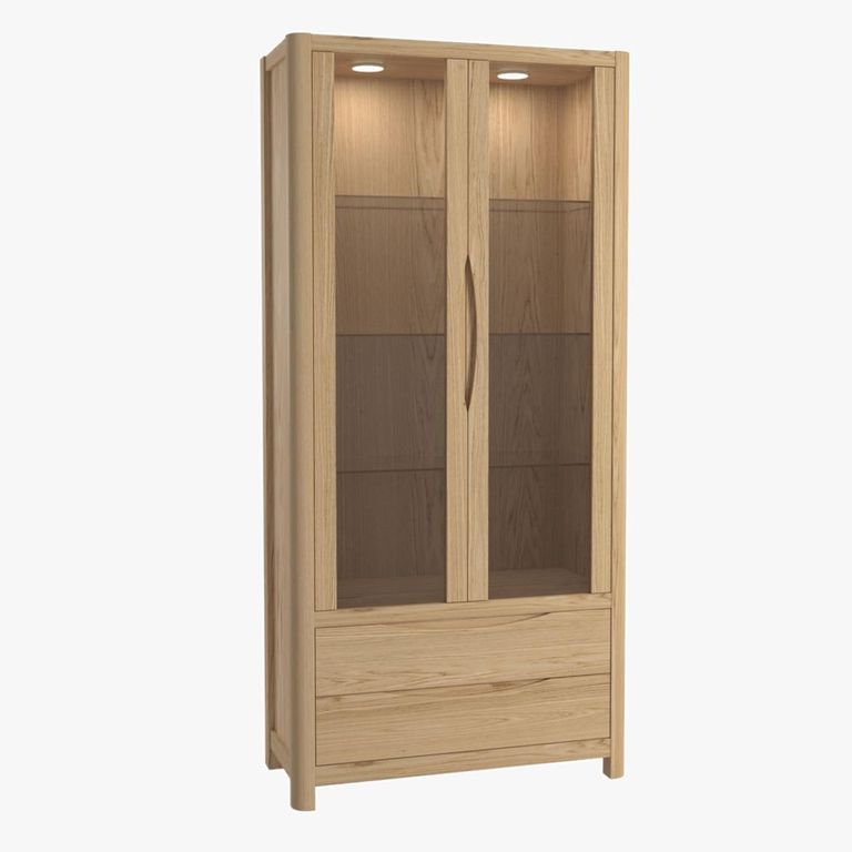 Stockholm Display Cabinet - 2 Door 2 Drawer - Tall - Oak