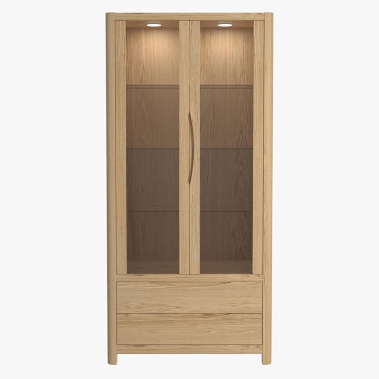 Stockholm Display Cabinet - 2 Door 2 Drawer - Tall - Oak