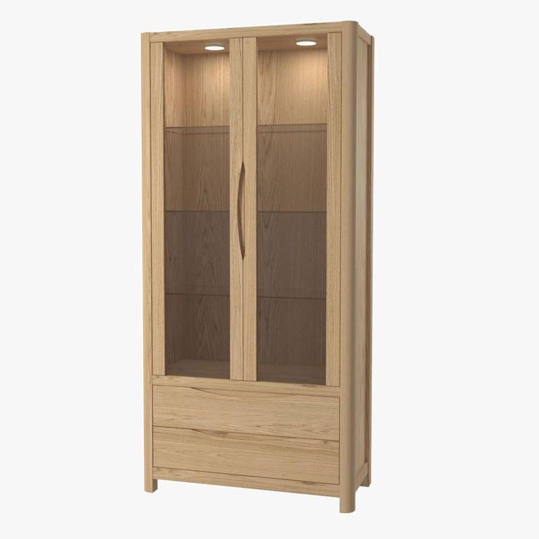 Stockholm Display Cabinet - 2 Door 2 Drawer - Tall - Oak