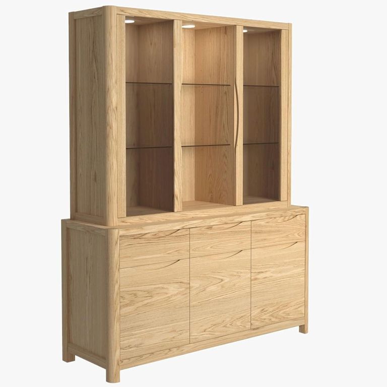 Stockholm Display Cabinet - 5 Door 3 Drawer - Oak