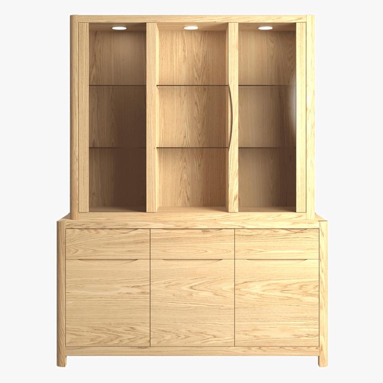 Stockholm Display Cabinet - 5 Door 3 Drawer - Oak