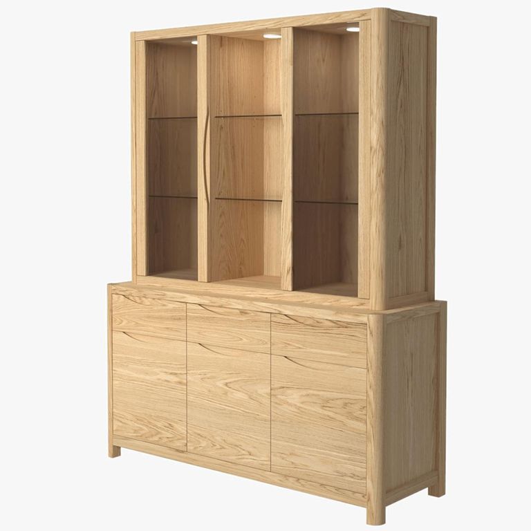 Stockholm Display Cabinet - 5 Door 3 Drawer - Oak