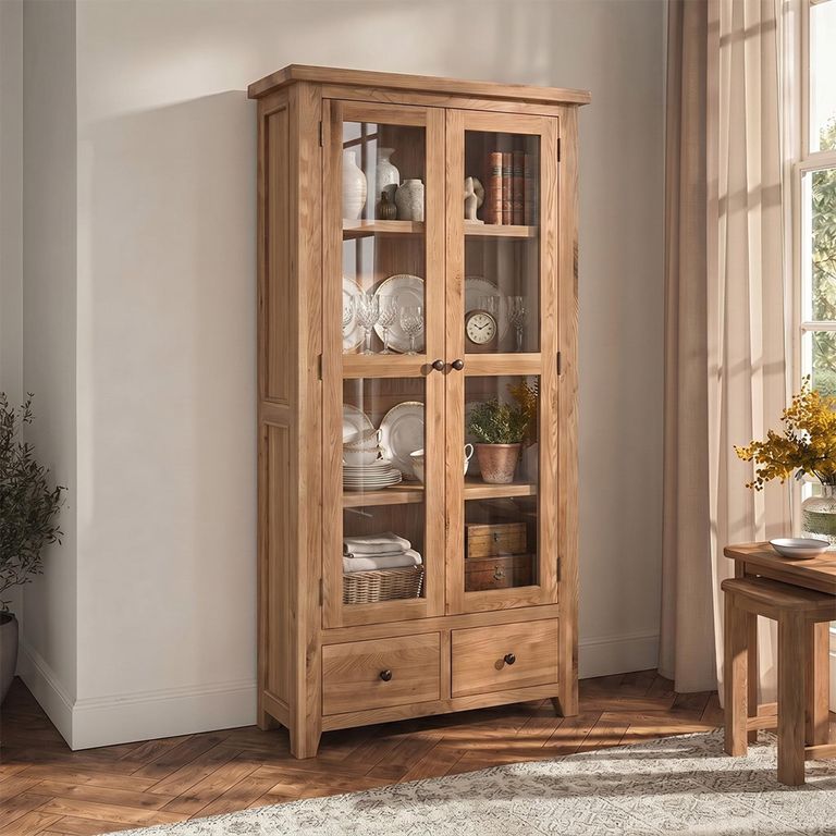 Appleby Display Cabinet - 2 Door - 2 Drawer - Glazed - Oak