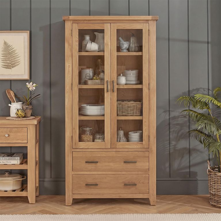 Hampshire Oak Display Cabinet - 2 Door