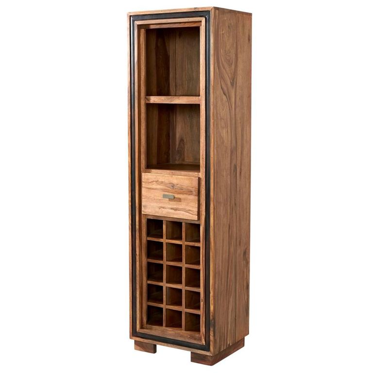 Jodhpur Display Unit - 1 Drawer - Tall - with Wine Rack - Solid Sheesham Wood