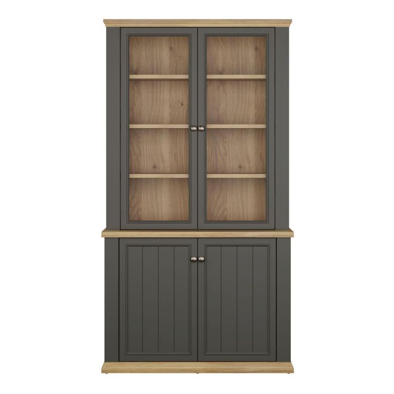 Pontypool Display Cabinet - 2 Door - Dark Grey and Light Oak
