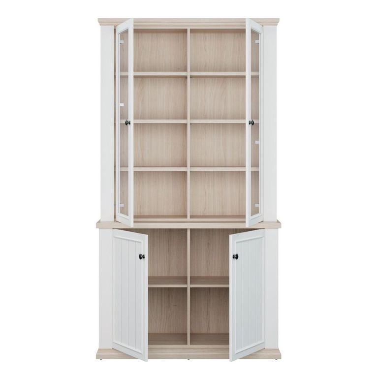 Pontypool Display Cabinet - 2 Door - White and Riva Oak