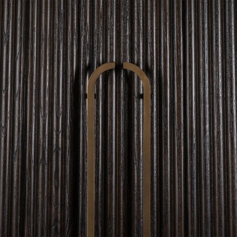 Luxor Brushed Brass Ribbed 1 Door Large Curved Cabinet