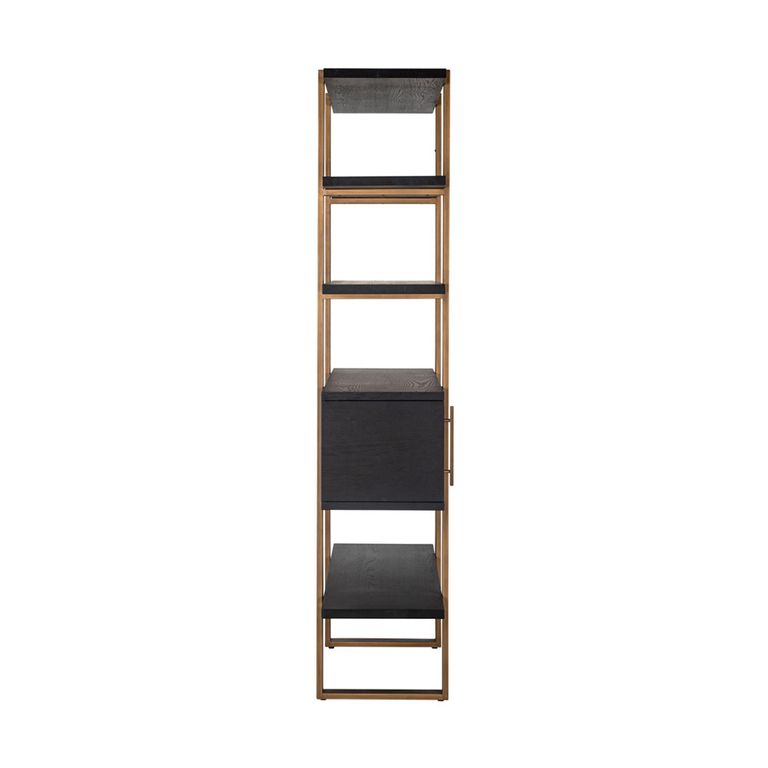 Cambon Dark Oak and Brass Storage Shelving Unit