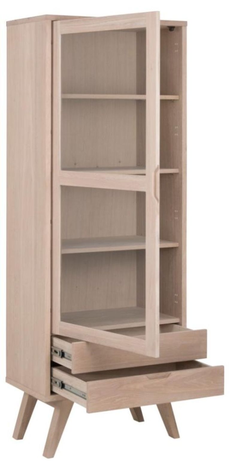 A Line Display Cabinet - 1 Door - 2 Drawer - Oak