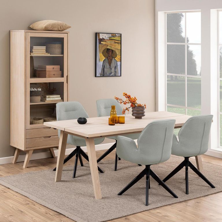 A Line Display Cabinet - 1 Door - 2 Drawer - Oak