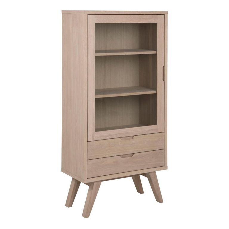 A-Line Smoked Oak 2 Drawers Display Cabinet