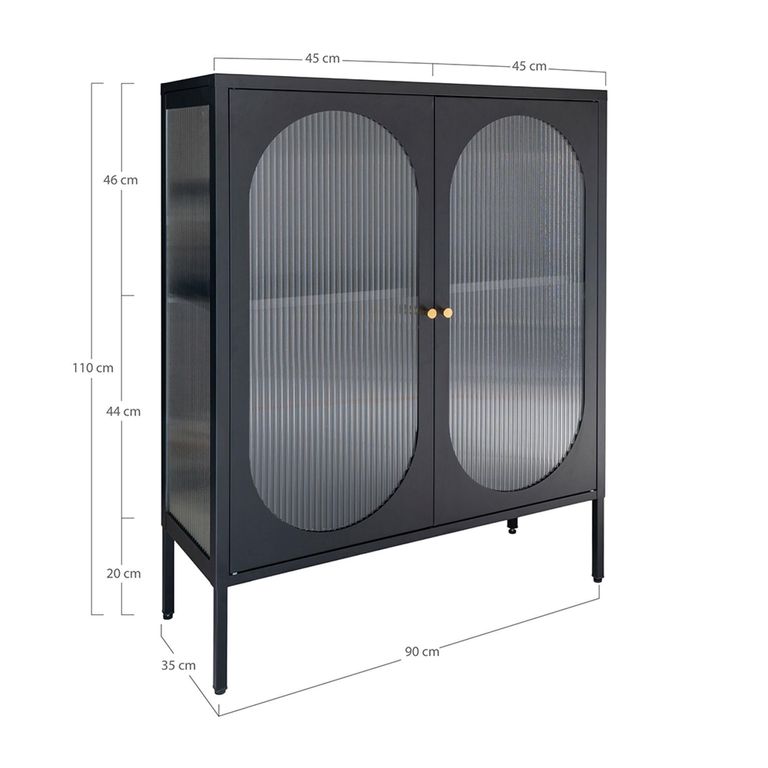 Adelaide Cabinet - 2 Door - Small - Black Metal