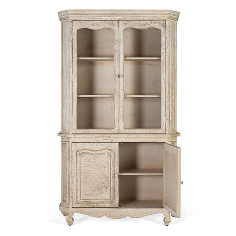 Adley Display Cabinet - Beige Mango Wood - 4 Door