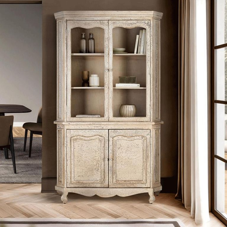 Adley Display Cabinet - Beige Mango Wood - 4 Door