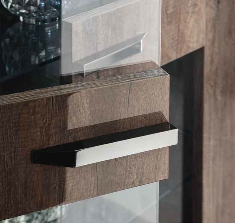 Matera Vitrine - 1 Door - RHF - Wood Grain Gloss