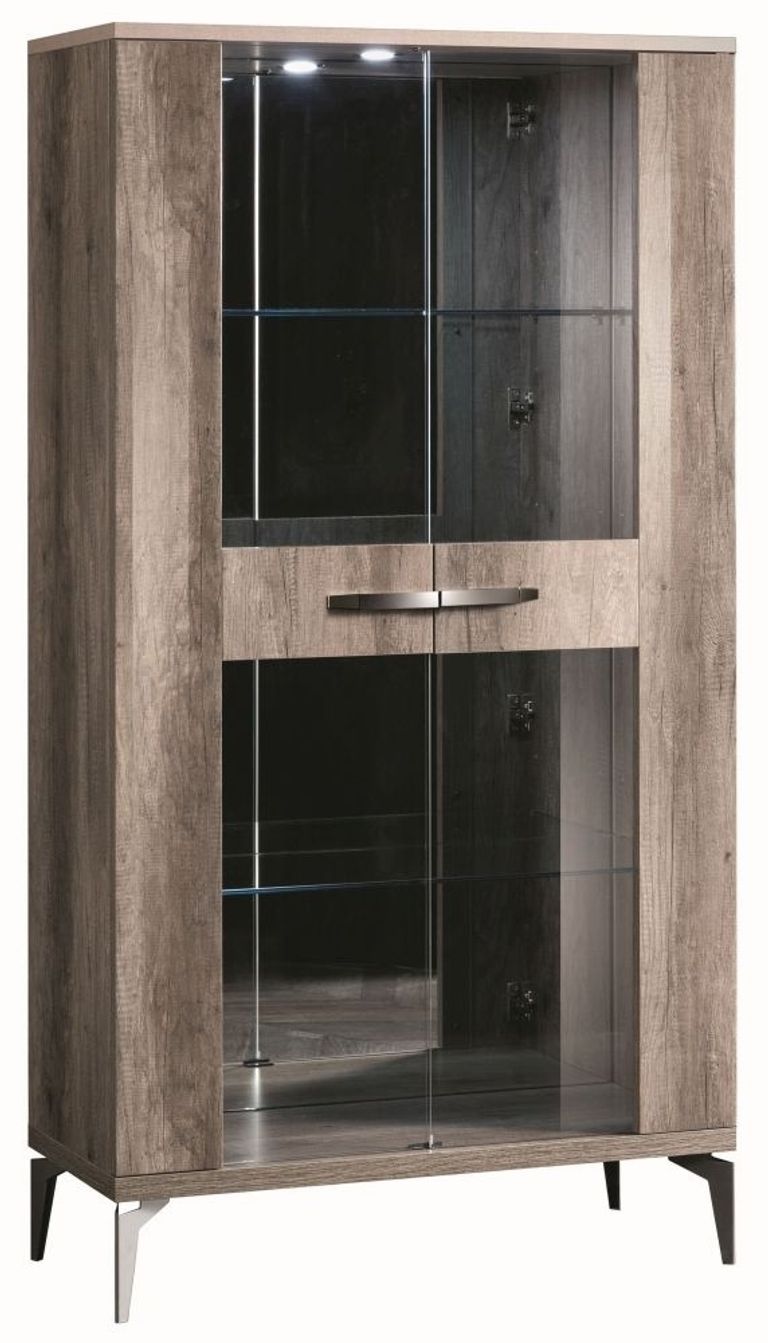 Matera Vitrine - 2 Door - Wood Grain Gloss