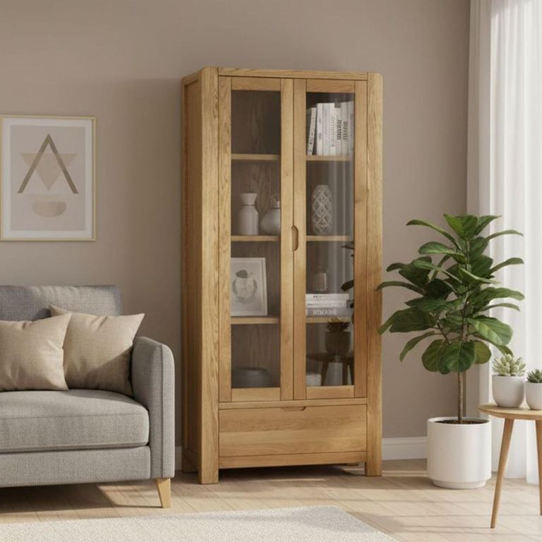 Bergen Display Unit - 2 Door - 1 Drawer - Oak