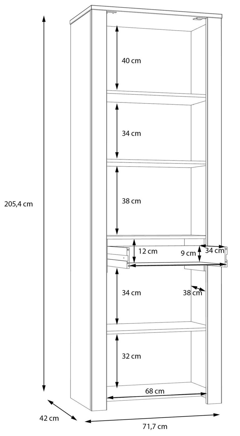 Bohol Grey Narrow Display Cabinet