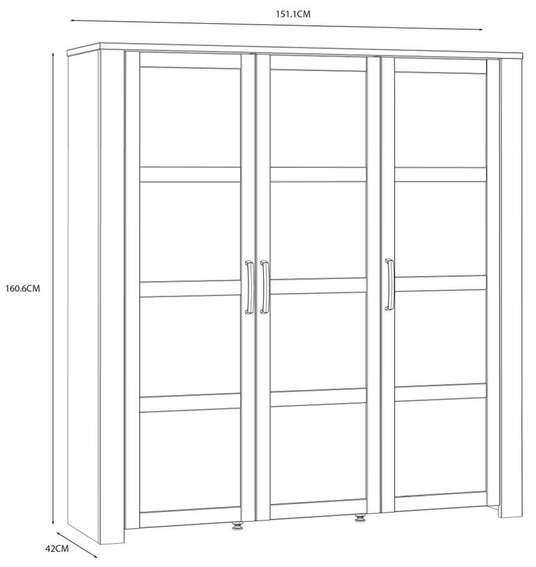 Bohol White 3 Door Large Display Cabinet