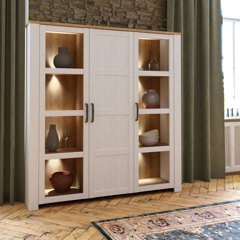 Bohol White 3 Door Large Display Cabinet