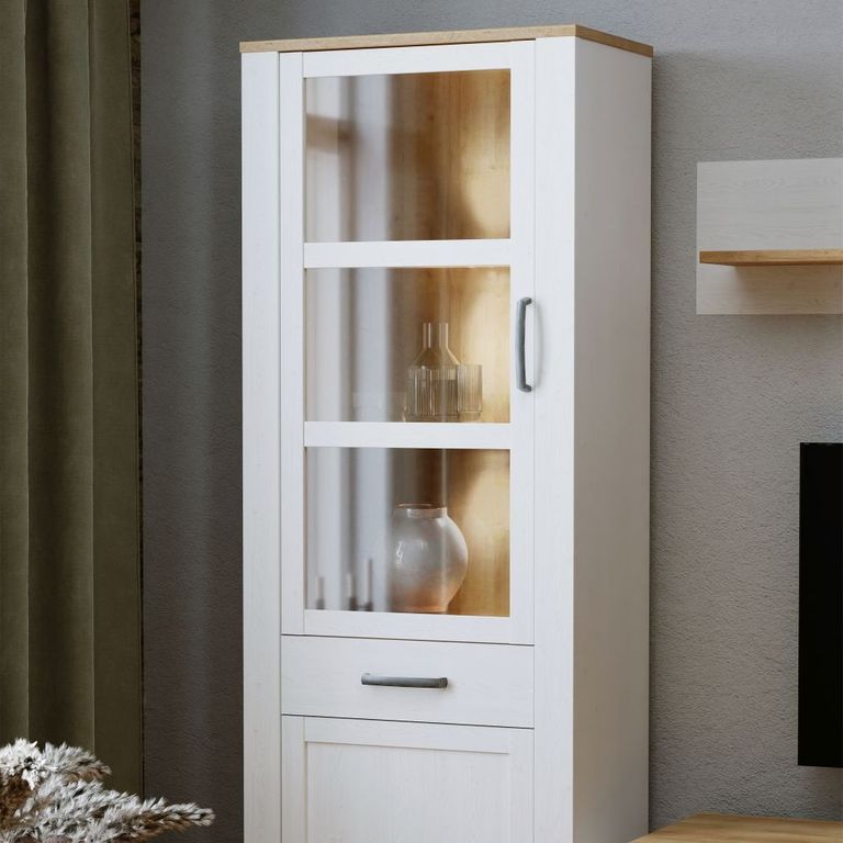 Bohol White Narrow Display Cabinet