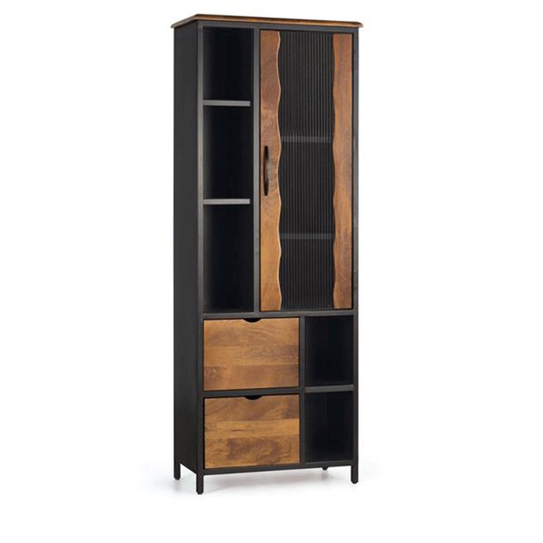 Brescia Display Cabinet - 1 Door - Mango Wood - Industrial Style
