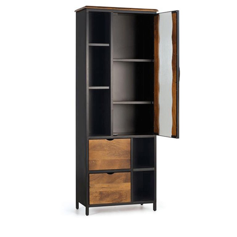 Brescia Display Cabinet - 1 Door - Mango Wood - Industrial Style