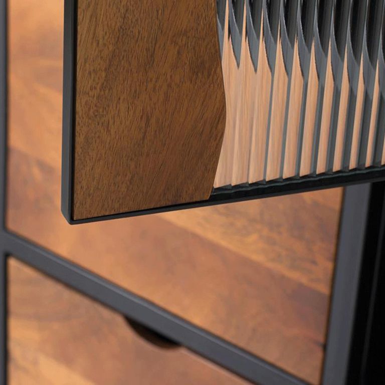 Brescia Display Cabinet - 1 Door - Mango Wood - Industrial Style