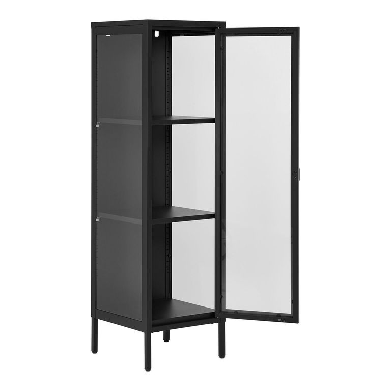 Brisbane Display Cabinet - 1 Door - Narrow - Black Metal