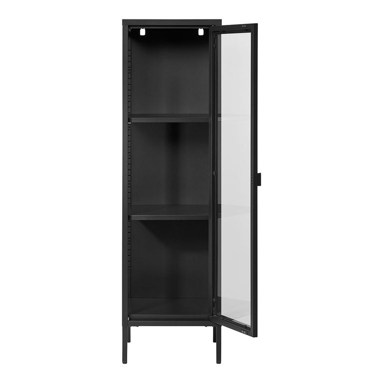 Brisbane Display Cabinet - 1 Door - Narrow - Black Metal