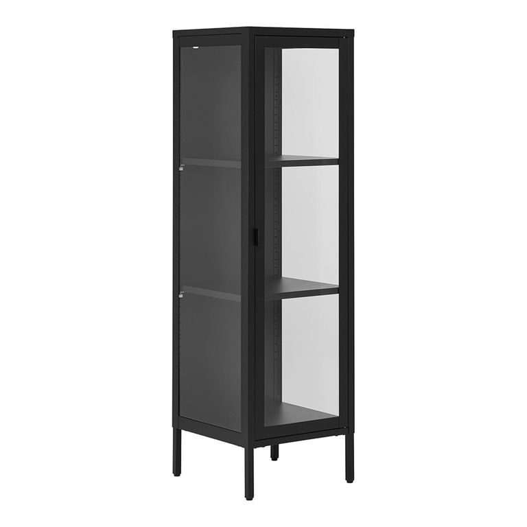 Brisbane Display Cabinet - 1 Door - Narrow - Black Metal