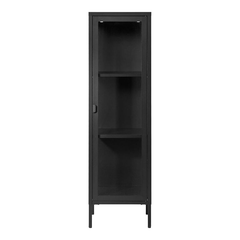 Brisbane Display Cabinet - 1 Door - Narrow - Black Metal