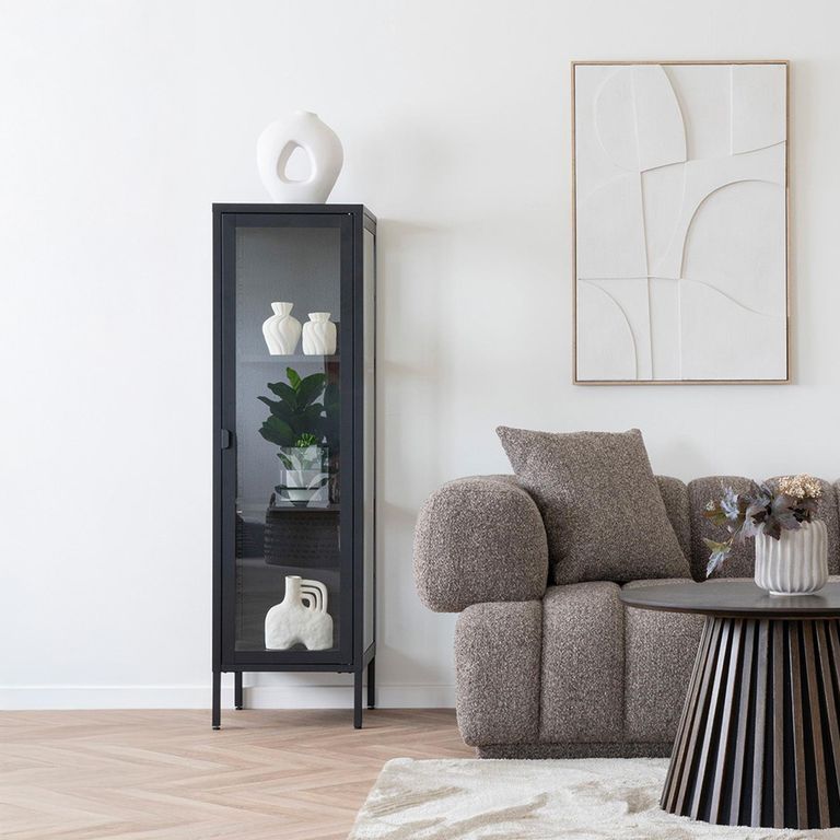 Brisbane Display Cabinet - 1 Door - Narrow - Black Metal