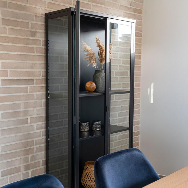 Brisbane Display Cabinet - 2 Door - Black Metal