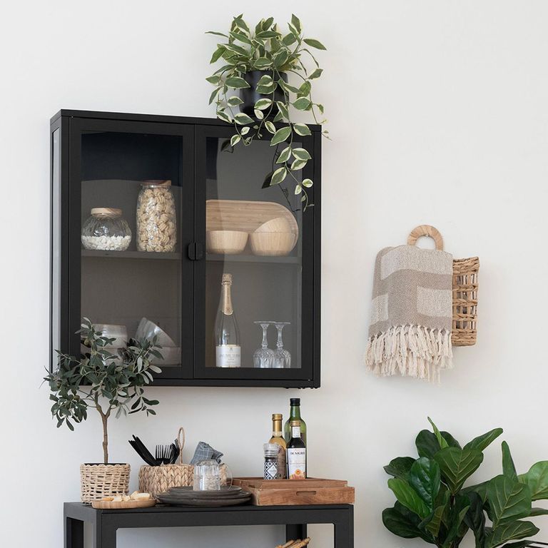 Brisbane Display Cabinet - 2 Door - Hanging - Black Metal