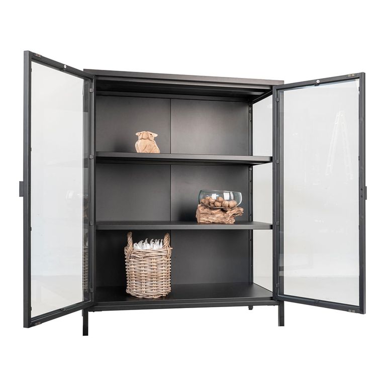 Brisbane Display Cabinet - 2 Door - Small - Black Metal