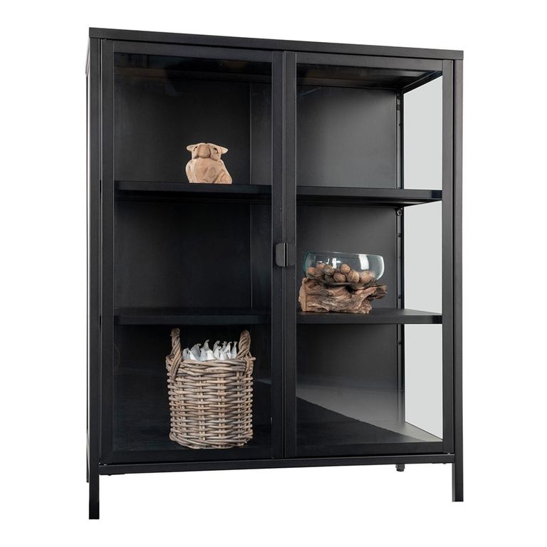 Brisbane Display Cabinet - 2 Door - Small - Black Metal