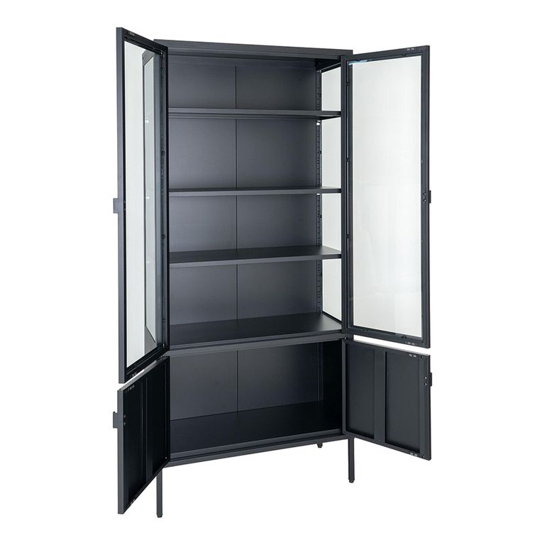 Brisbane Display Cabinet - 4 Door - Black Metal